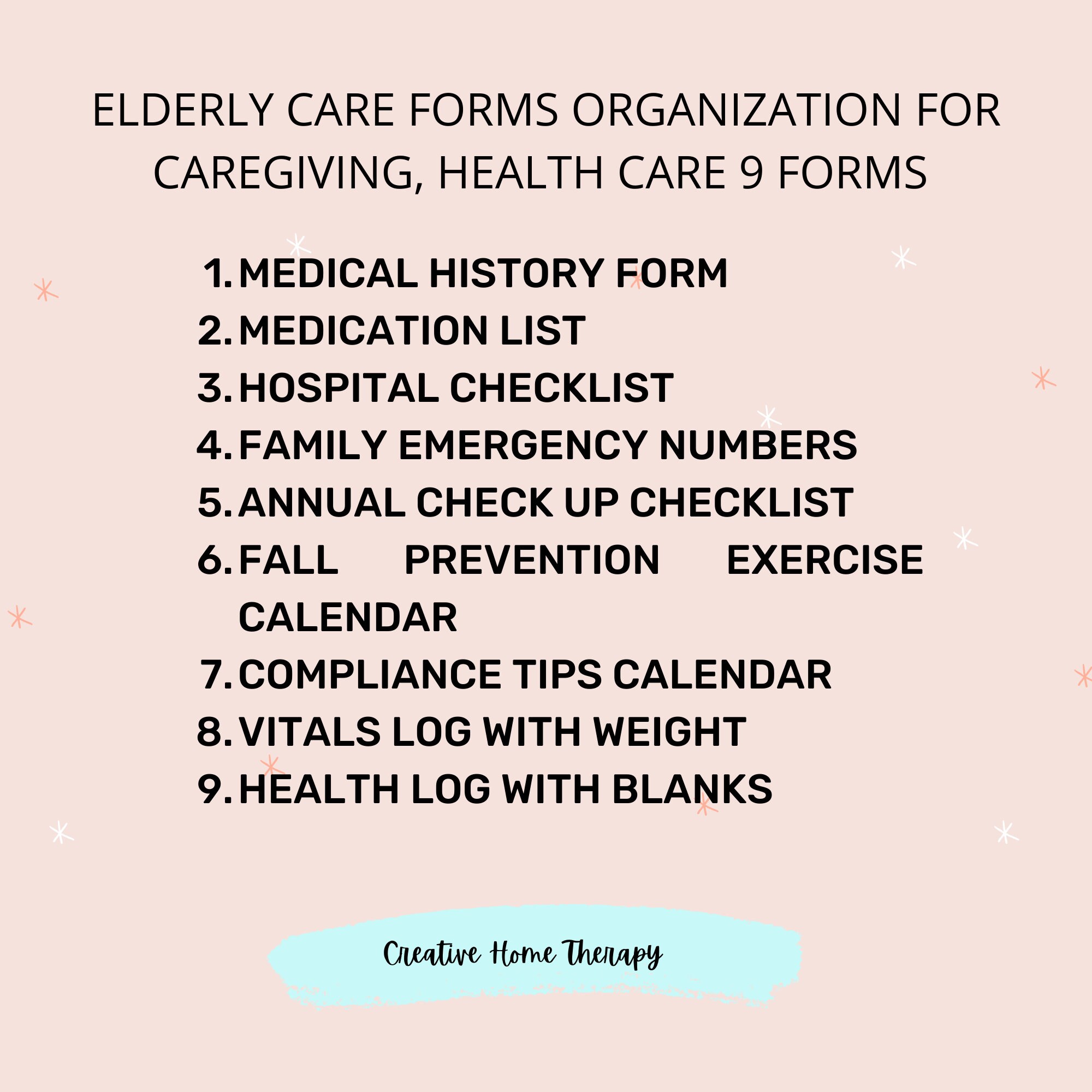 Elderly Care Forms Health Care Trackers for Senior Care - Etsy