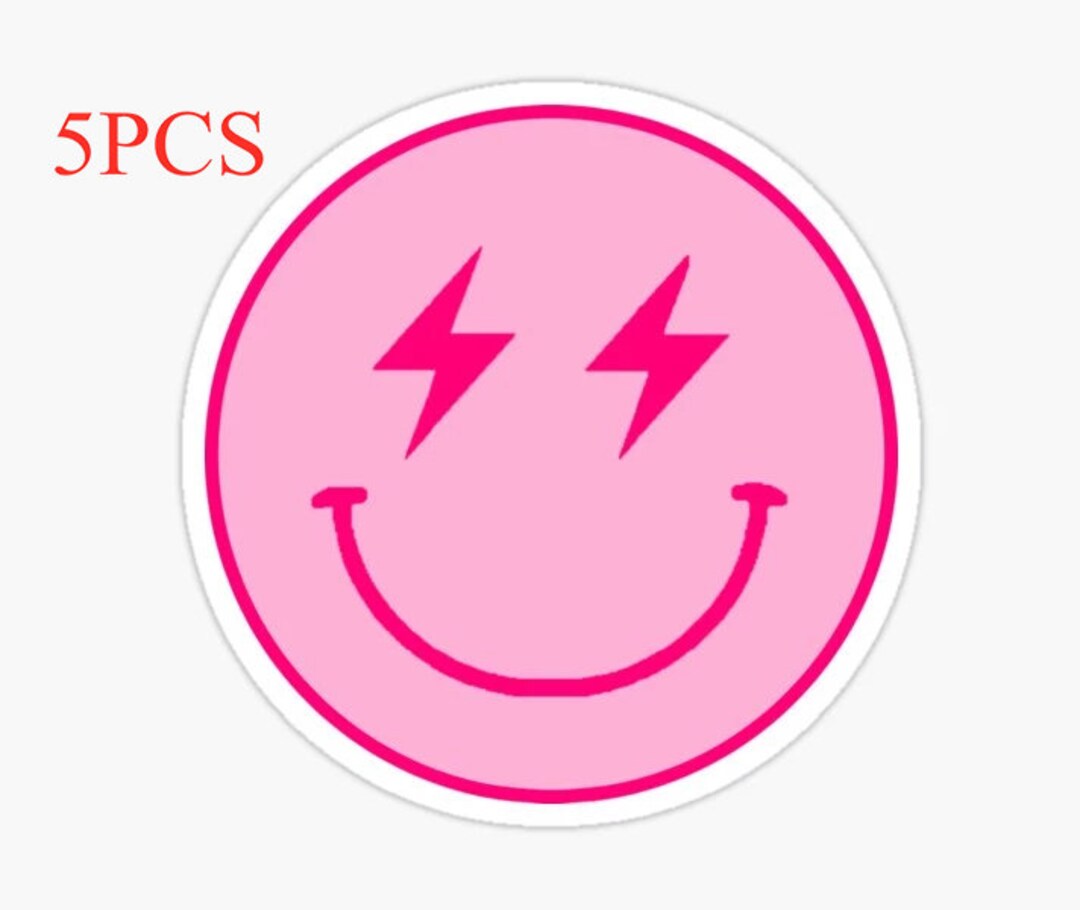 Pink Lightning Bolt Emoji Sticker, Laptop Sticker, Water Bottle Sticker