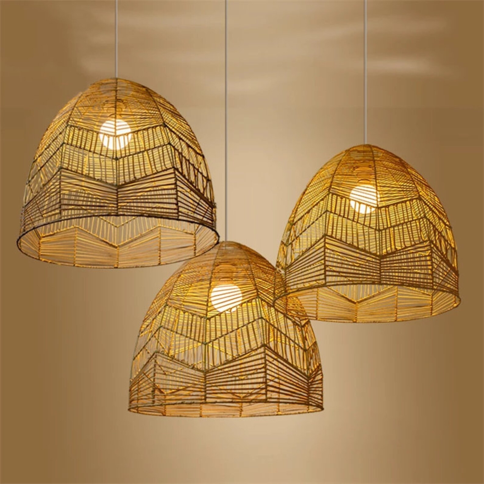 Bambus Pendelleuchte Deckenlampe Wicker Outdoor Windlichter Etsy