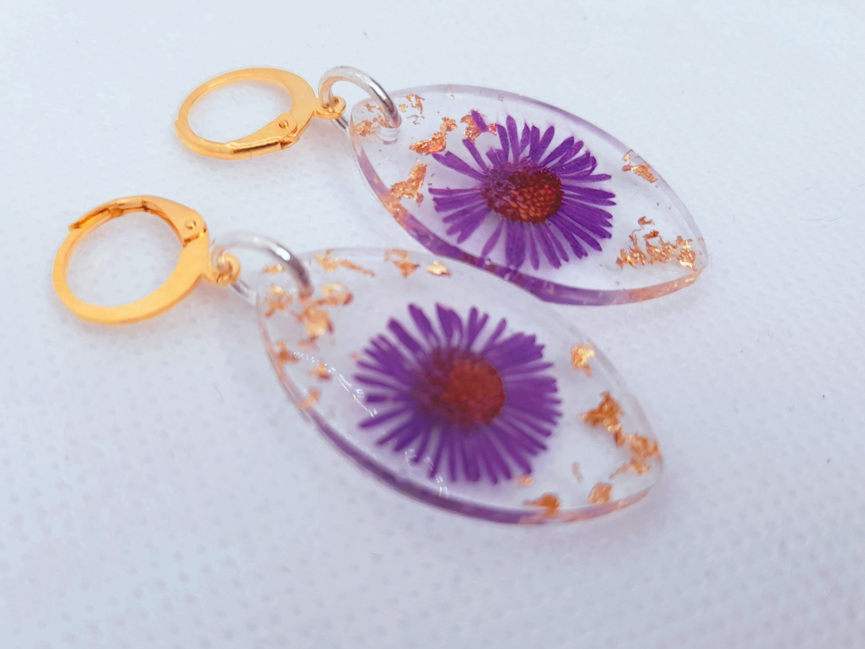 Pressed Flower Resin Earrings Etsy