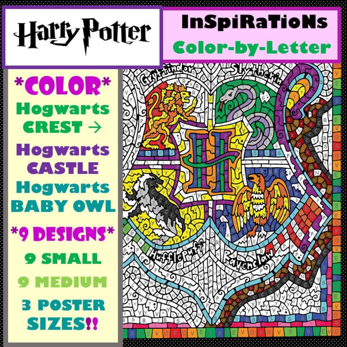 Color By Number Harry Potter Inspirations Digital Book Etsy
