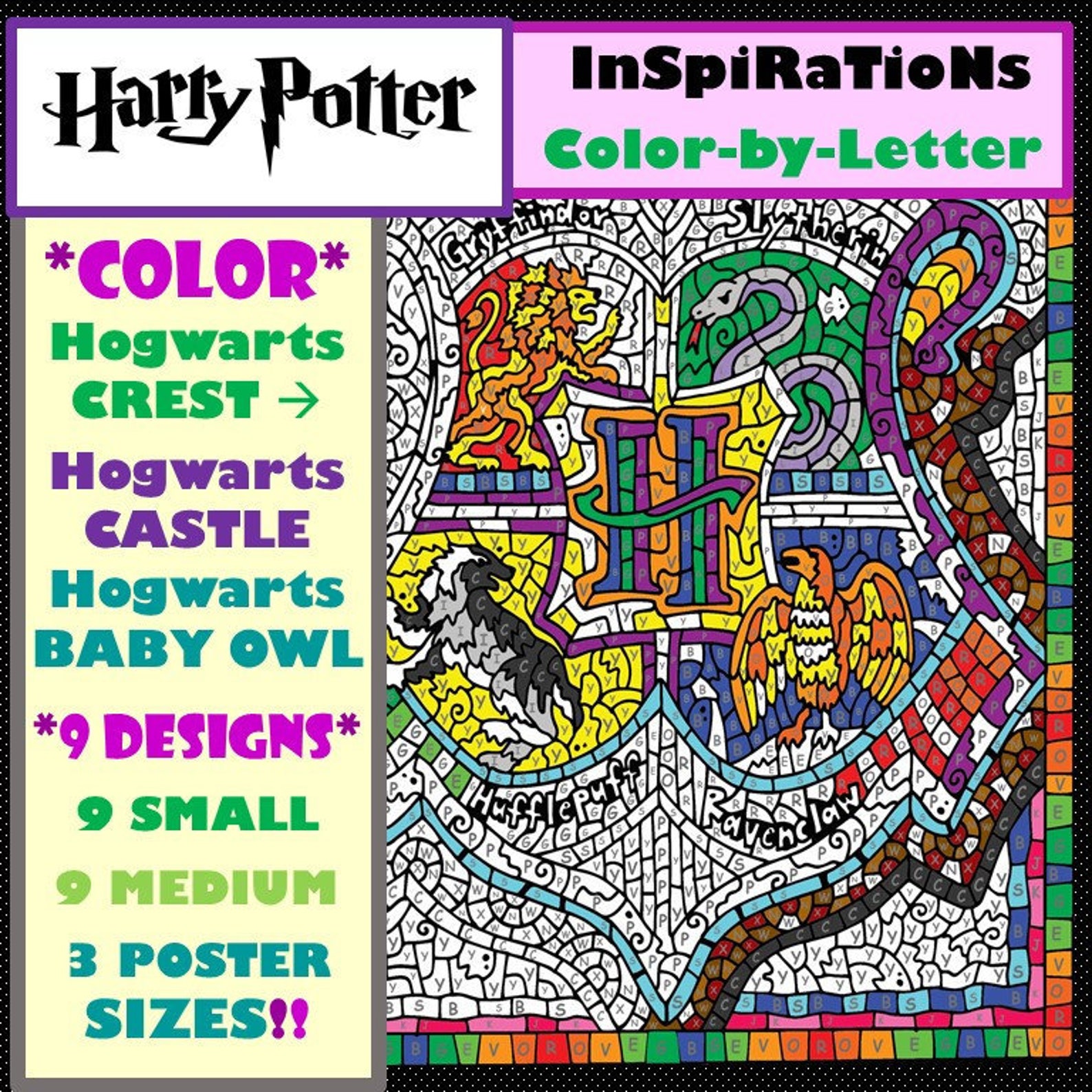Color By Number Harry Potter Inspirations Digital Book Etsy