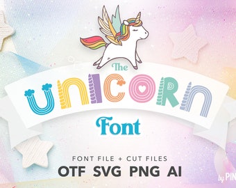 The Unicorn Font & SVGs 2 in 1 (Over 70 files including 37 SVG)