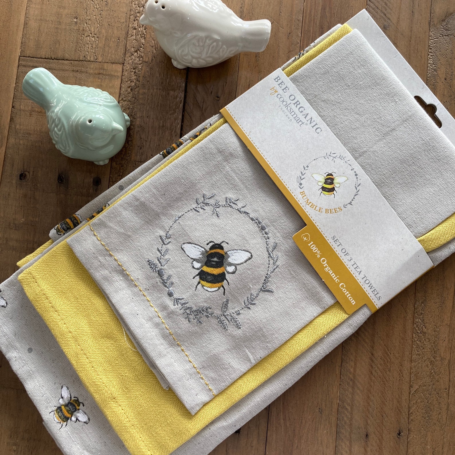 Bee Organic Cotton Tea Towel Set Pack of 3 Etsy