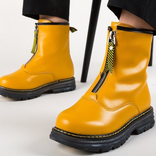 yellow platform boots