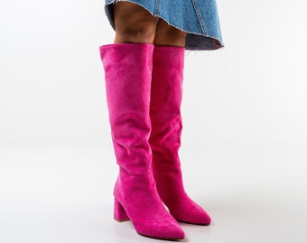 pink suede boots