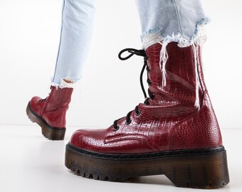 dark red combat boots