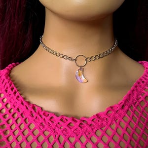 Handmade Gothic moon choker, Crystal moon choker, Boho moon choker, Witch moon choker, Festival jewelry, Silver moon choker Celestial choker