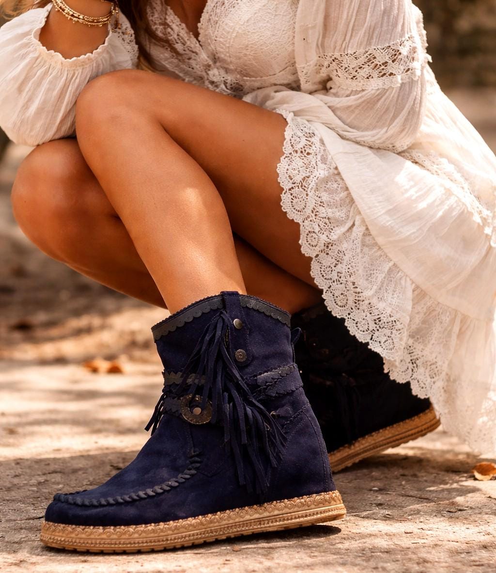 Bottes Imperméables Vintage Skyr - Taille 9, Bleu/vert Daim, Neuf Emballé
