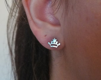Stainless steel princess crown earrings Silver crown earrings Silver princess earrings Cute earrings Single earring