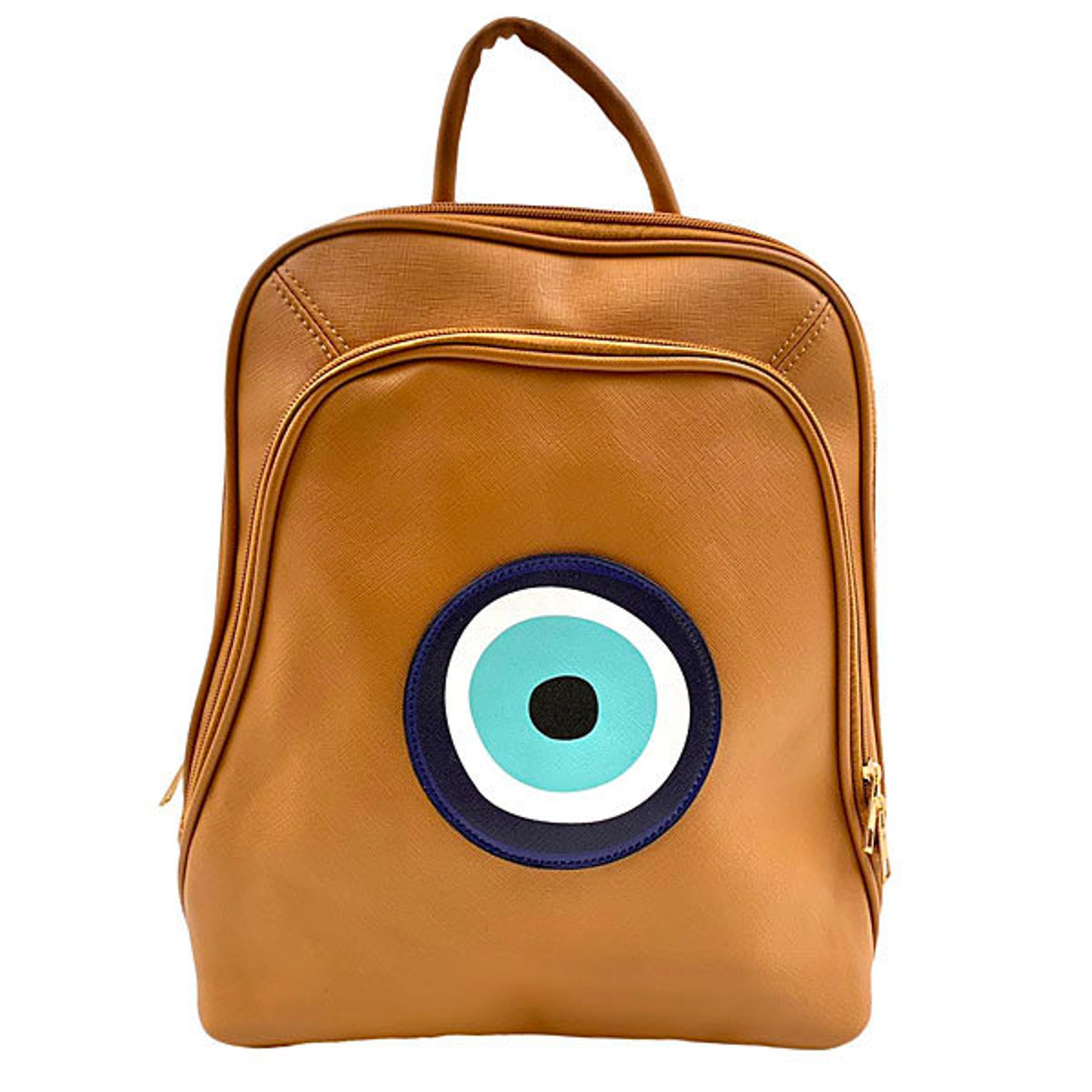 Handmade Evil Eye Backpack Bag Ecological Leather Bag Brown Etsy