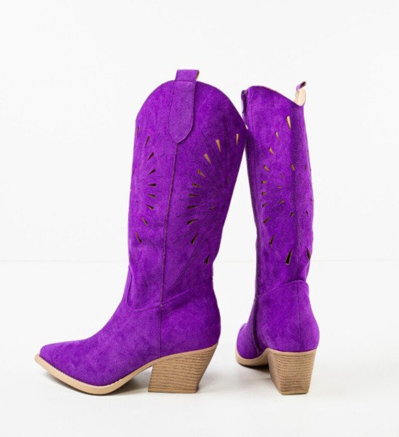 Texas Suede Purple Boots Cowgirl Purple Boots Western Boots Etsy