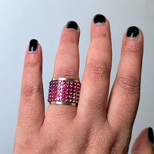 Handmade silver wide ring, Rainbow crystal ring, Glamorous ring, Crystal ailver ring, Adjustable silver ring, boho silver wide ring