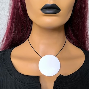 Handmade black chaon choker, White charm choker, Boho moon choker, Festival jewelry, Big moon choker