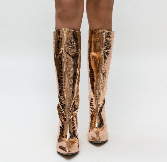Rose Gold Ecological Leather Boots Boho 