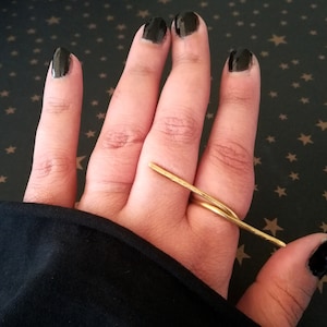 Handmade brass ring, Hammered brass ring, Unique ring, Brass stick ring, Adjustable brass ring, Minimalist ring