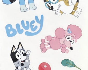 Bluey Room Birthday Wall Decor Decal Stickers, 14 Assorted Designs