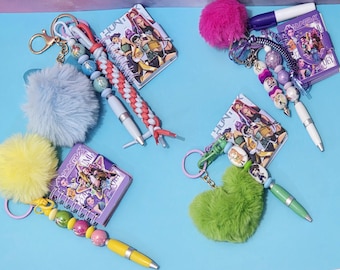 K-POP Anime Music Group - Handcrafted Beaded Pen and Notebook Keychains, Bag Charms