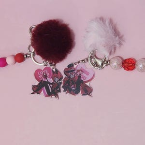 Hazbin Hotel Love Themed Keychains/Bag Charms - Alastor | Angel Dust | Lucifer | Vox & Valentino Alastor & Lucifer 2