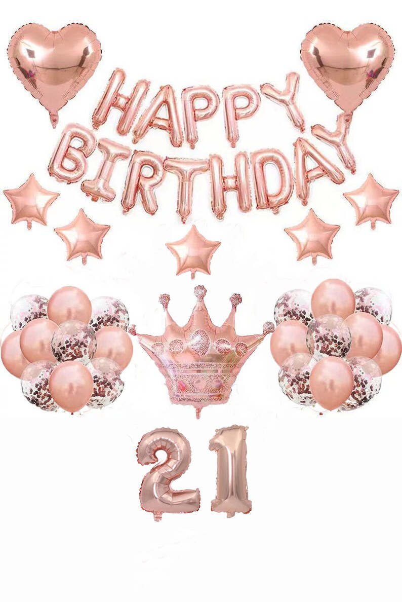 rose gold happy birthday party decorations balloon for girls or women