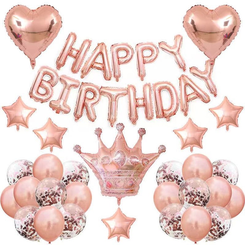 rose gold happy birthday party decorations balloon for girls or women