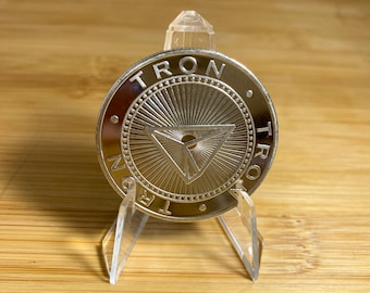 TRON COIN, TRX Coin, Tron Coin, Cryptocurrency Commemorative Collectors Coin - Iron with gold/silver plating