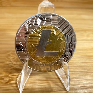 Moeda LITECOIN, Moeda LTC, Moeda Comemorativa de Colecionadores de Criptomoeda - Ferro com banho de ouro/prata
