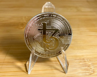 TEZOS Coin, XTZ Coin, Cryptocurrency Commemorative Collectors Coin - Iron with gold/silver plating