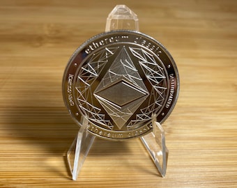 ETHEREUM CLASSIC Coin, ETC Coin, Cryptocurrency Commemorative Collectors Coin - Iron with gold/silver plating