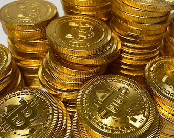 Monedas de chocolate de Bitcoin Chocolate de Bitcoin en cantidades a granel, ideal para fiestas y pasteles de Bitcoin