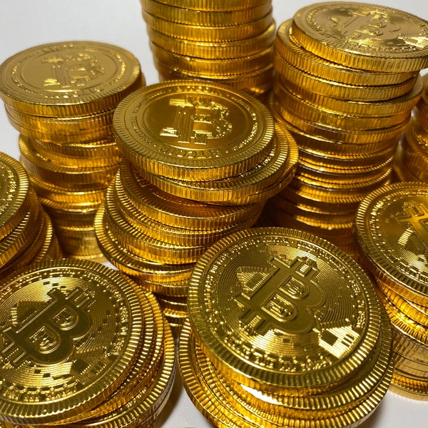 Bitcoin-Schokoladenmünzen Bitcoin-Schokolade in Großmengen, ideal für Bitcoin-Partys und Kuchen