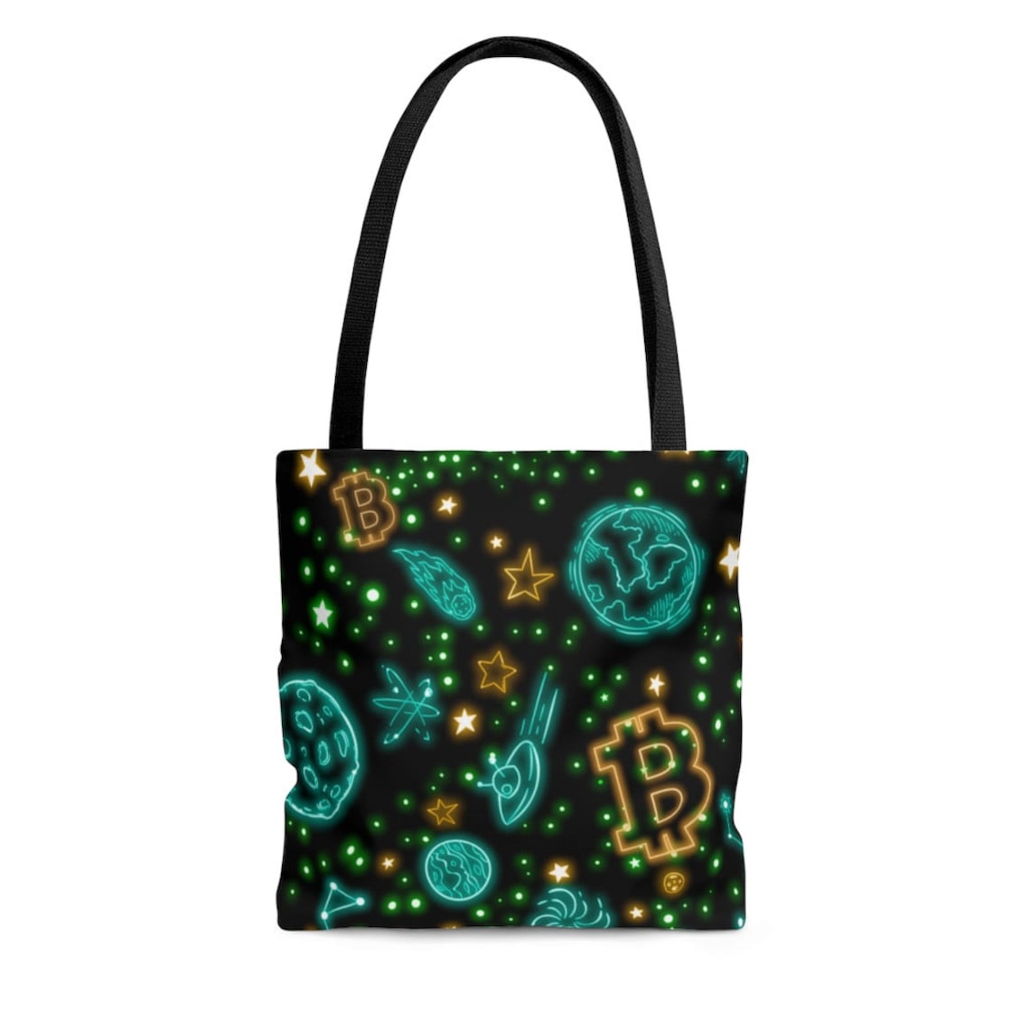Bitcoin Neon Space Tote Bag Crypto Bag Crypto Culture Etsy