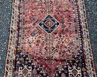 Hand-knotted Oriental Rug, Vintage, 5’6”X3’10”