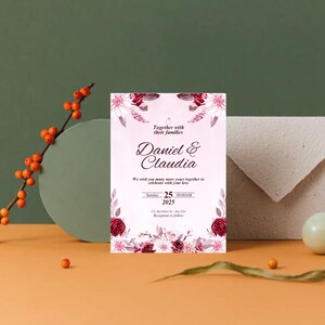 Florale Hochzeitseinladung zum Ausdrucken | Sofortiger Download Digitales Produkt | Boho Einladung Vorlage | Bearbeitbare rustikale Karte | Bearbeitbares Vorlagenset