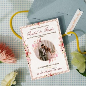Florale Hochzeitseinladung zum Ausdrucken | Sofortiger Download Digitales Produkt | Boho Einladung Vorlage | Bearbeitbare rustikale Karte | Bearbeitbares Vorlagenset