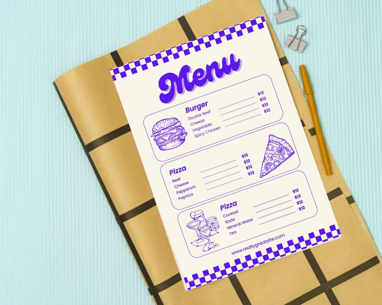 Printable Digital Food Menu Instant Download | Editable Menu Template ...