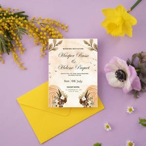 Florale Hochzeitseinladung zum Ausdrucken | Sofortiger Download Digitales Produkt | Boho Einladung Vorlage | Bearbeitbare rustikale Karte | Bearbeitbares Vorlagenset
