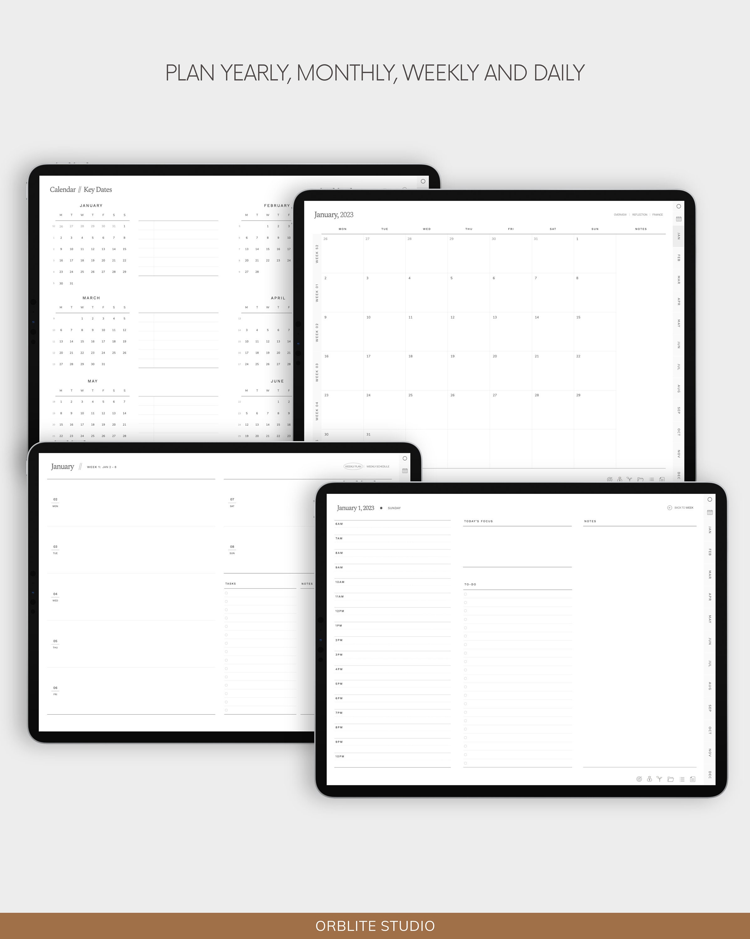 2023 Digital Planner, Digital Planner, Minimal Hyperlinked Planner for