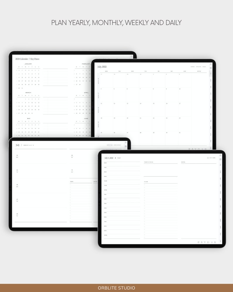 2022 2023 Digital Planner Mid Year Digital Planner Minimal Etsy
