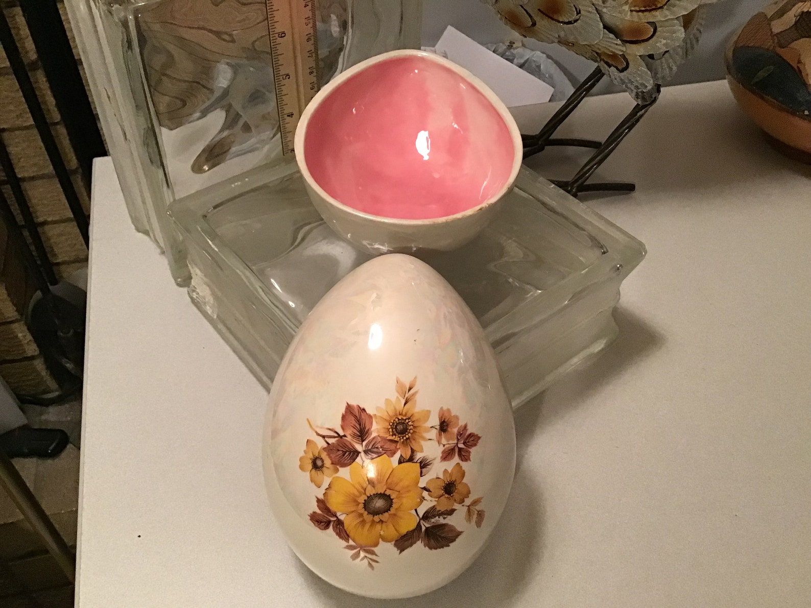 Egg shaped ceramic bowl with lid Etsy