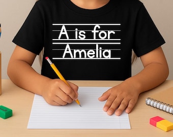 Camiseta del primer día de clases, camiseta personalizada con el alfabeto, regreso a clases SVG PNG, camiseta con nombre para niños, camiseta escolar personalizada, archivos de descarga digital