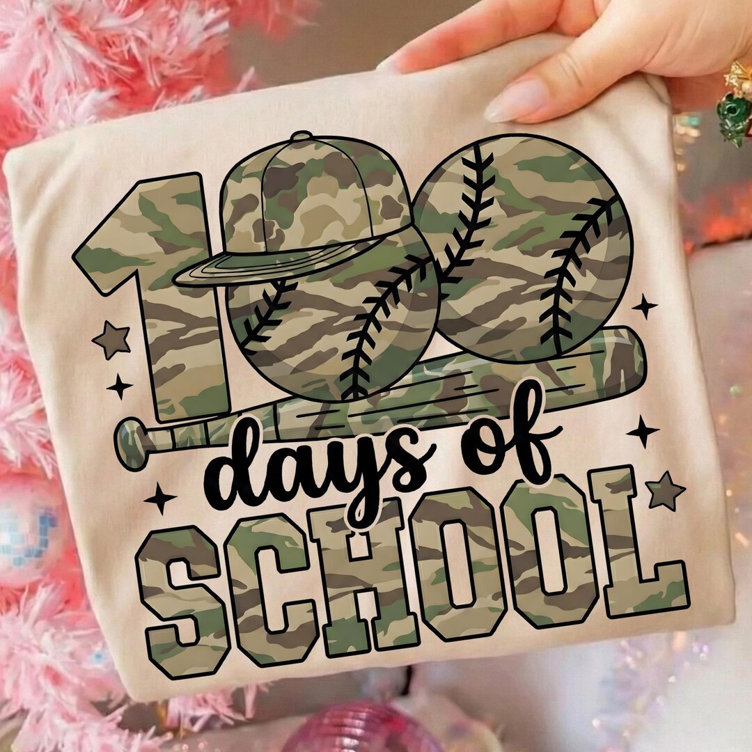 100 Days of School Baseball Camo PNG, Camo Cap Boy School Shirt Design ...
