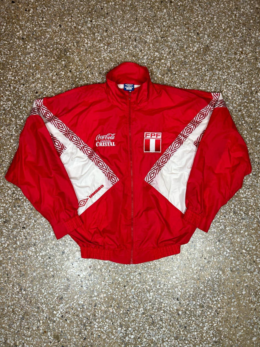 Rare Vintage Umbro Peru FPF Coca-cola Crystal Zip-up Track Jacket