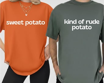 Diseño divertido de camiseta de Acción de Gracias para parejas / Boniato y patata un poco grosera / Temporada de otoño a juego / Regalo para marido y mujer SVG PNG DXF Ai