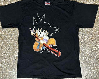 Rare Vintage 1984 Dragon Ball Z Kid Goku T-Shirt Men Women M Black Anime Manga 90s Texas T-Shirt