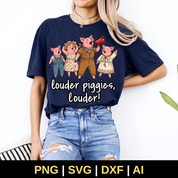 Quiet Quiet Piggy PNG | Anti Trump SVG | Louder Piggies Louder Rally Png, Political Save Democracy Dxf, Feminist Resistance Digital Download