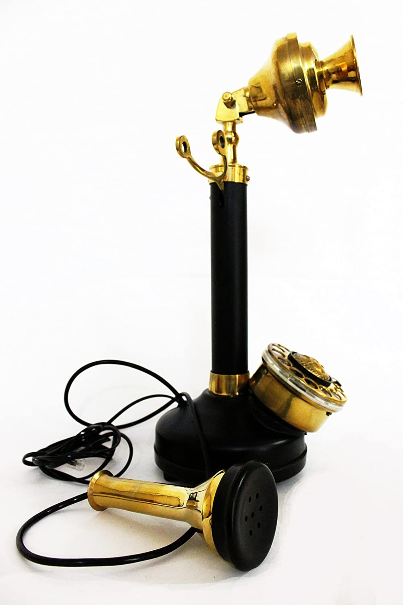 Vintage Aantique Candlestick Rotary Dial Phone Brass Finish Etsy