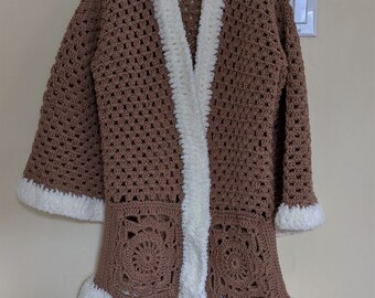 Electric Ladyland Tan Penny Lane / Afghan Coat Style Crochet