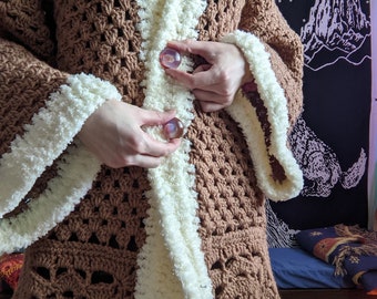 Electric Ladyland Tan Penny Lane / Afghan Coat Style Crochet