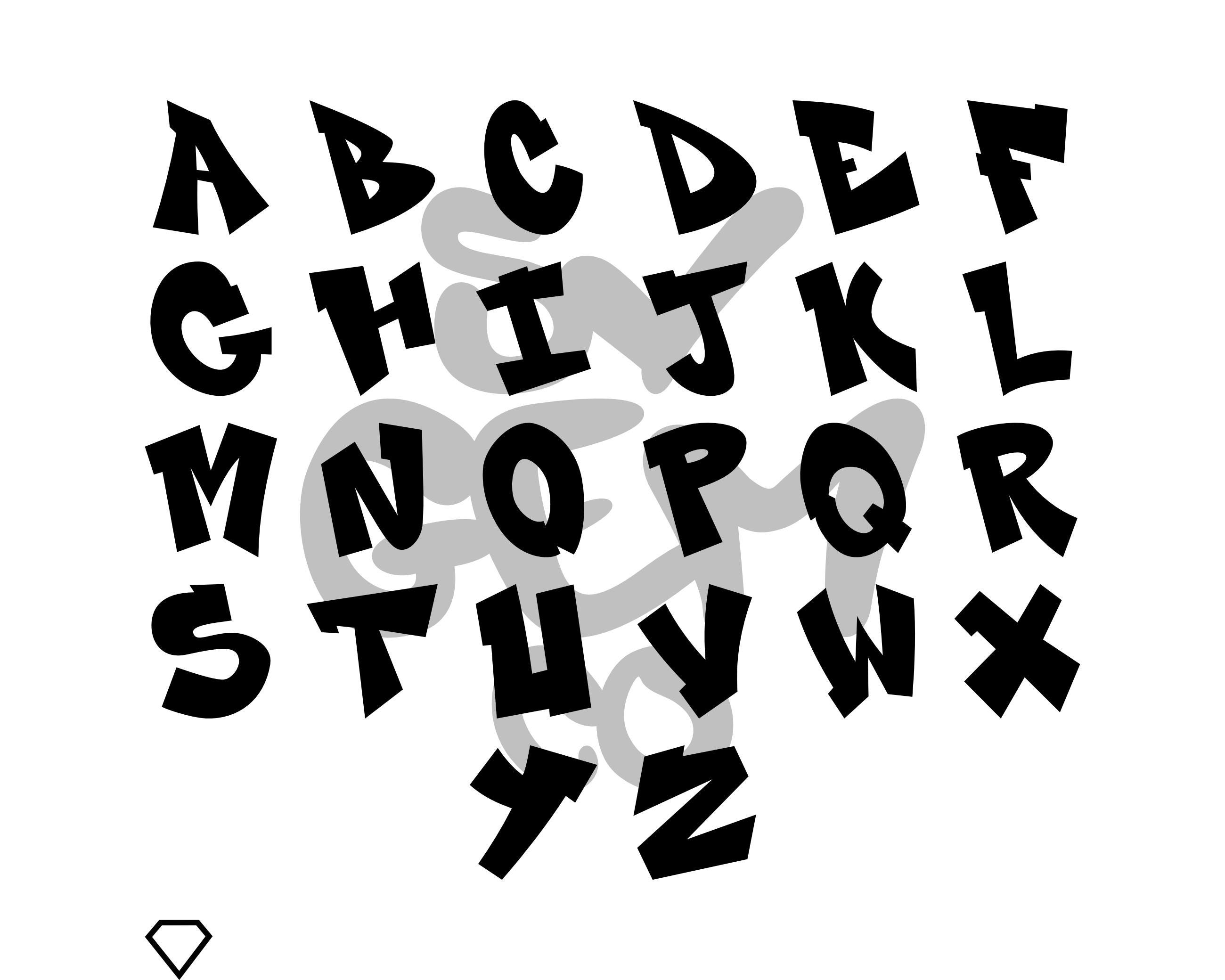 趣味 Graffiti alphabet Graffiti Alphabet Svg - Graffiti Letters Svg - Svg Eps Dxf